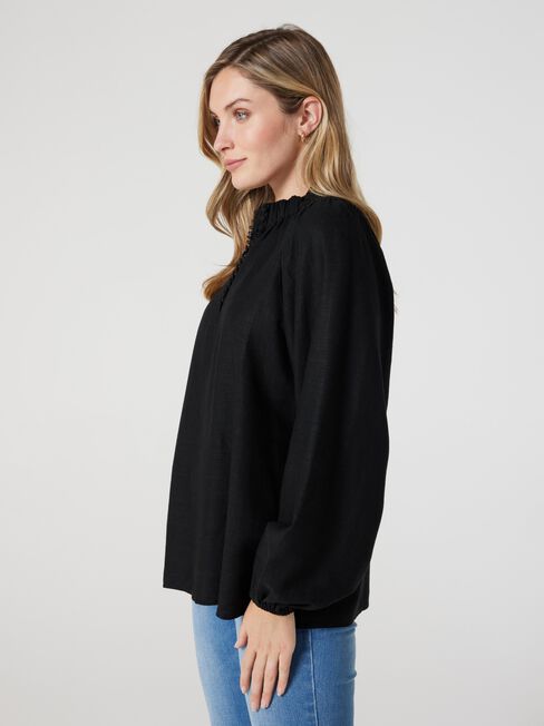 Amelia Button Down Blouse, Black, hi-res