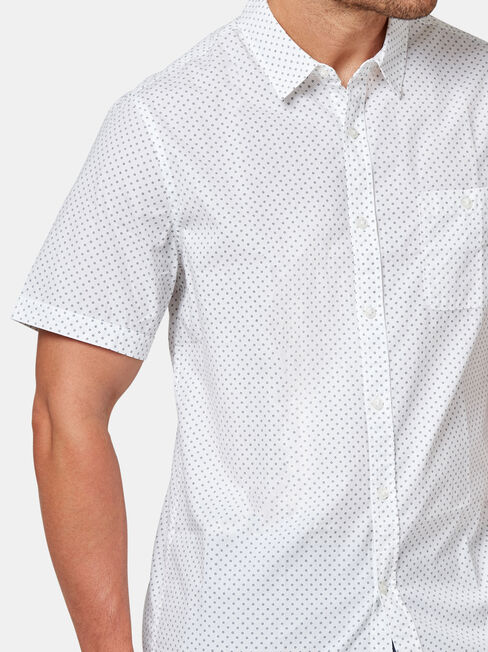 Baxter Short Sleeve Print Shirt, White, hi-res