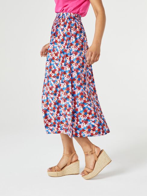 Arlo Ruched Waist Skirt, Print, hi-res