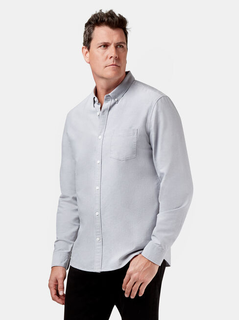Peyton Long Sleeve Oxford Shirt, Grey, hi-res
