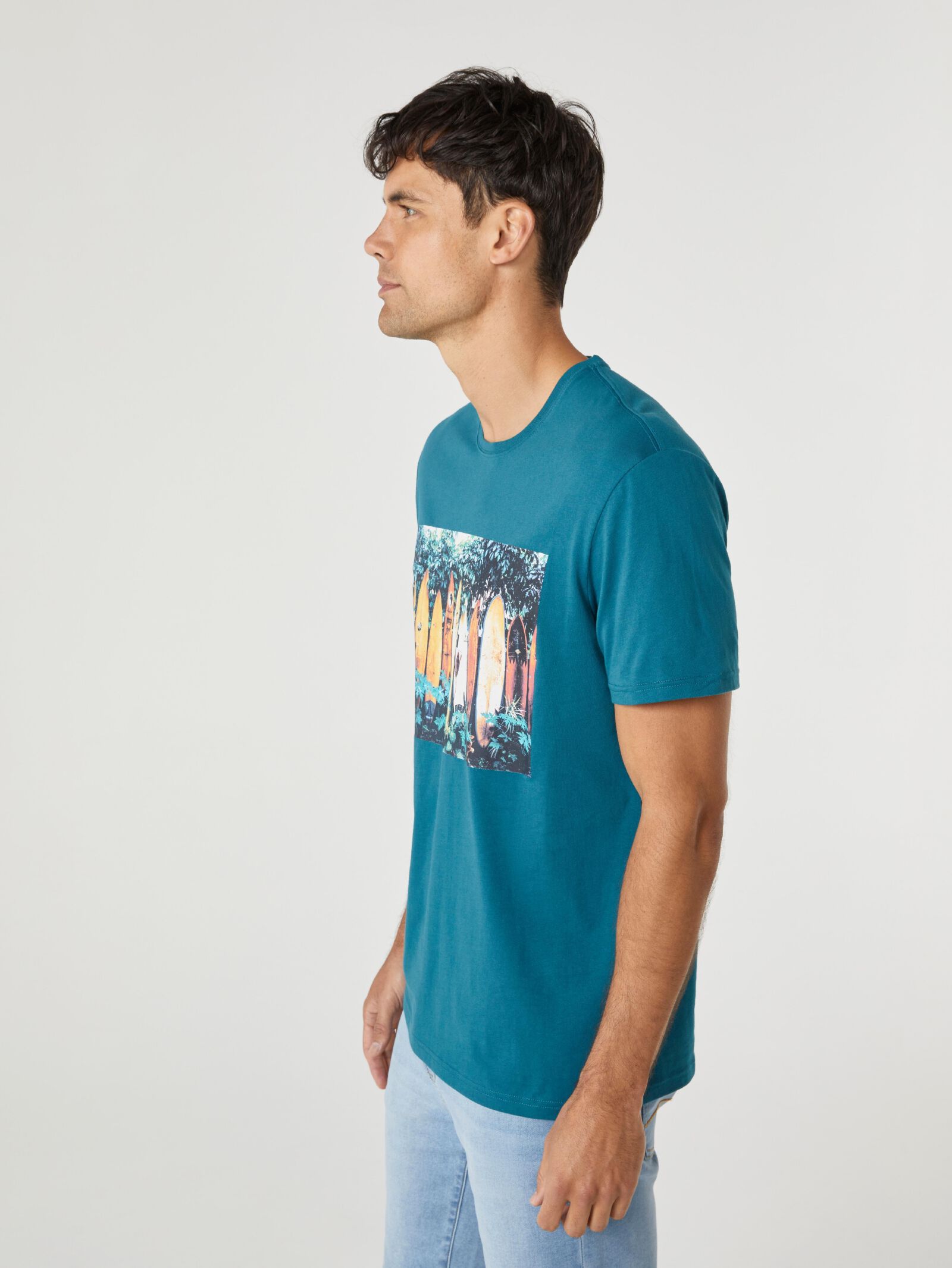 SS Brooks Print Crew Tee | Jeanswest