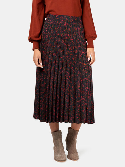 Heidi Pleat Skirt, Black, hi-res