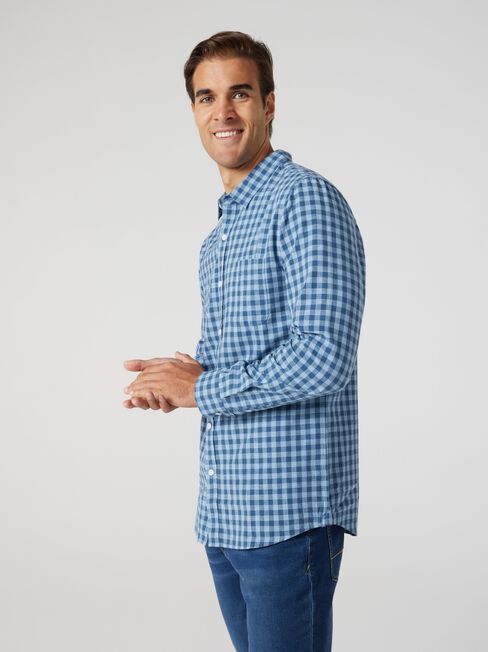 LS Carter Check Shirt, Navy Multi, hi-res