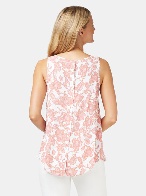 Charlie Button Back Tank, Print, hi-res