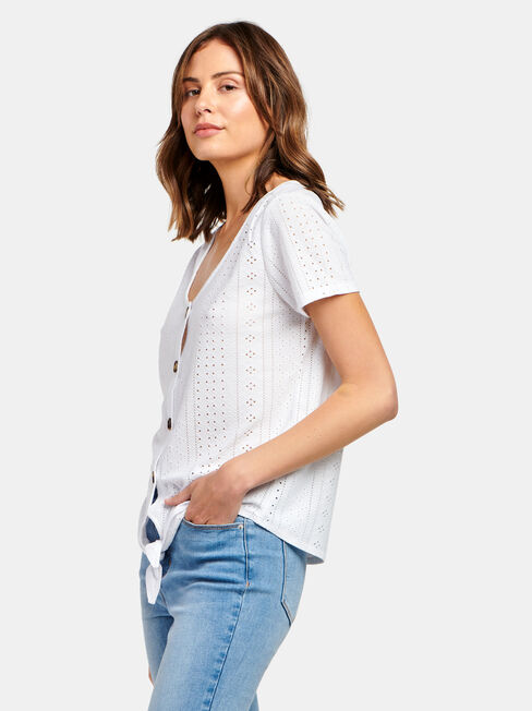 Lacey Lace Tee, White, hi-res