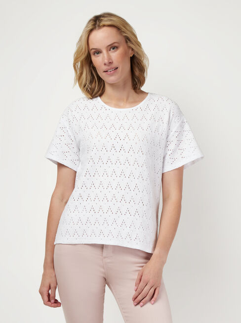 Alexa Cotton Tee, White, hi-res