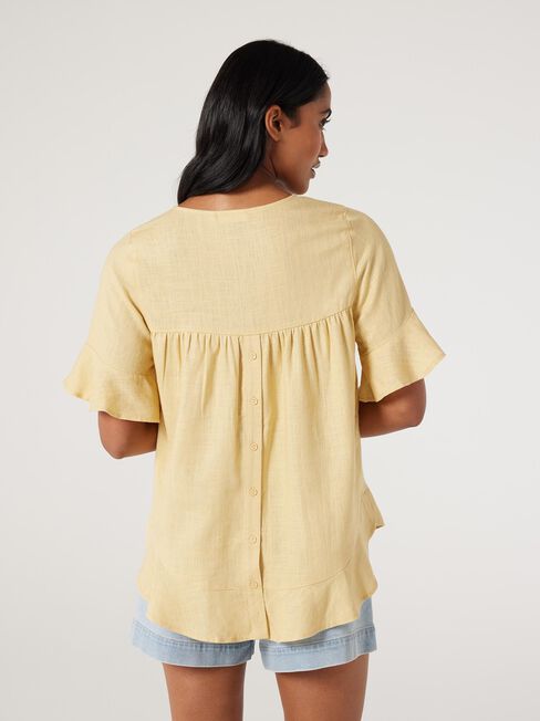 Avrel Ruffle Hem Top, Golden, hi-res