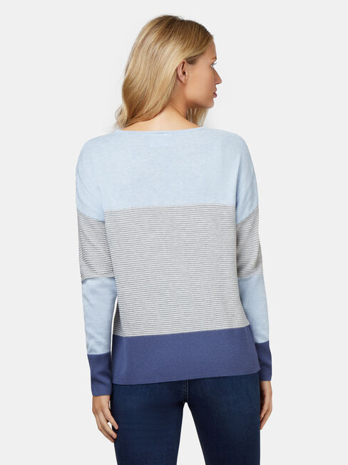 Chloe Colour Block Knit, Blue, hi-res