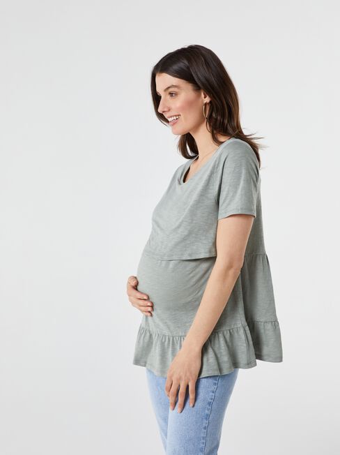 Millie Fitted Nursing Maternity Top, Green, hi-res