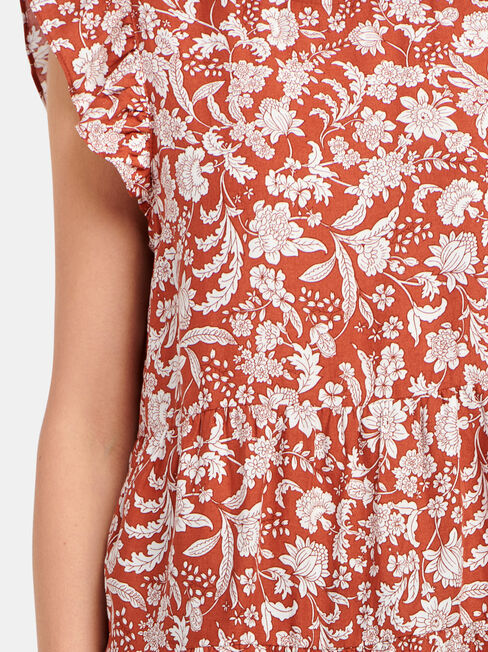 Lory Fril Sleeve Top, Floral, hi-res