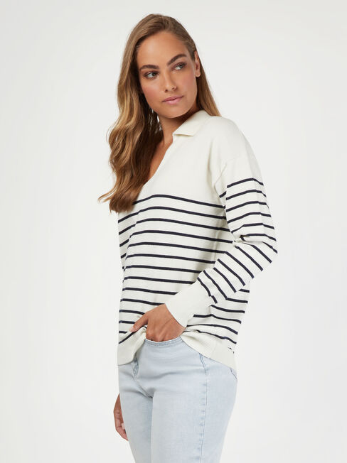 Claire Collared Knit, Blue, hi-res