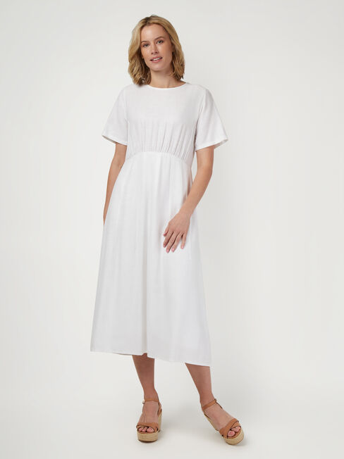 Portia Midi Dress, White, hi-res