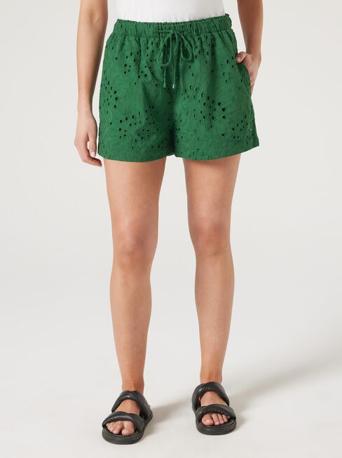 Cara Cutwork Short, Green, hi-res
