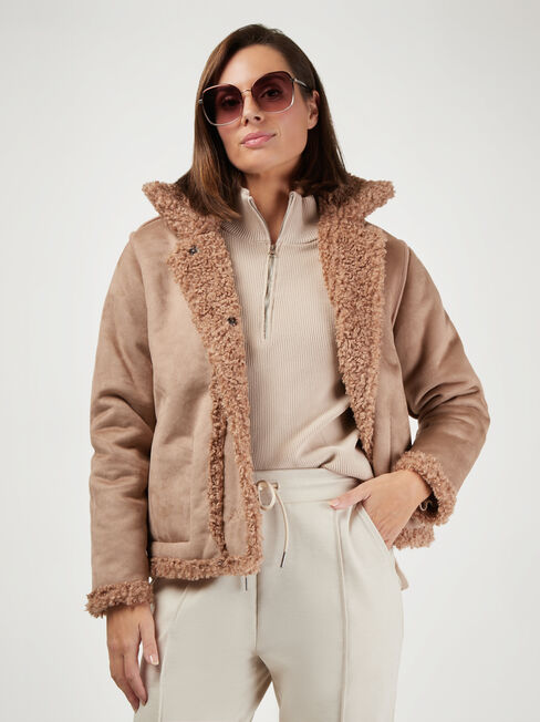 Gloria High Neck Half Zip Knit, Sandwash, hi-res