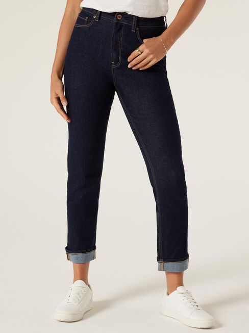 Brooke High Waisted Tapered Crop Jeans, Dark Rinse, hi-res