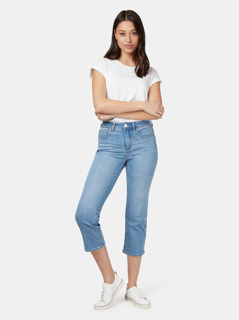 Sara Slim Straight Capri Light Indigo, Light Indigo, hi-res