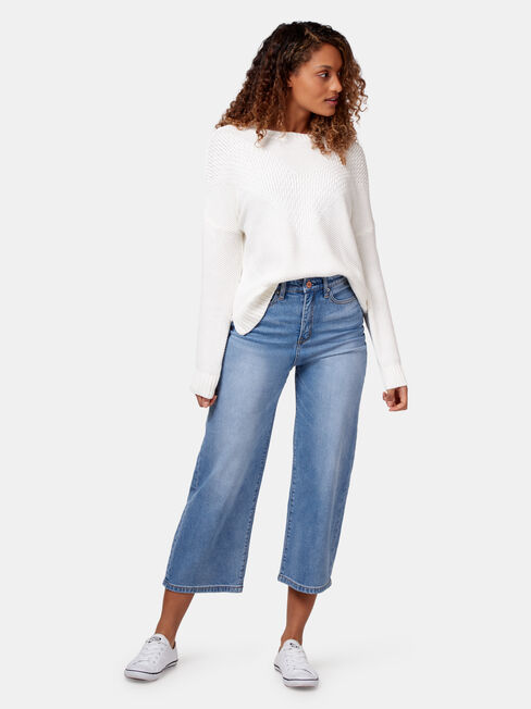 Agnes Chevron Pullover, White, hi-res