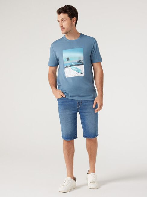 SS Carson Print Crew Tee, Bluestone, hi-res