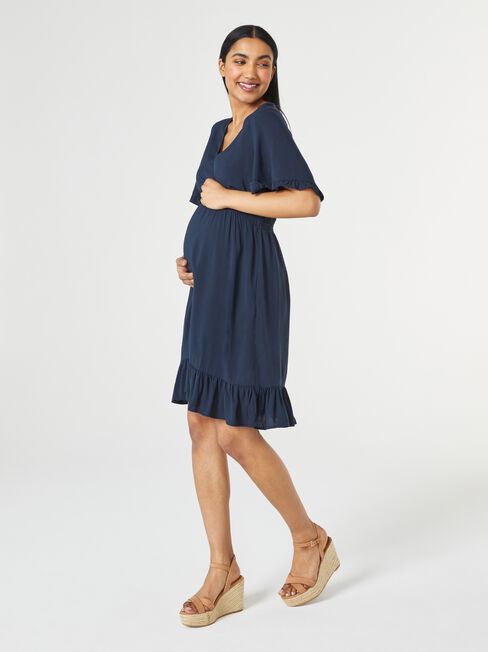 Laury Wrap Maternity Dress, Blue, hi-res