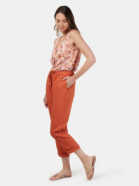 Linen Blend Pant, Red, hi-res