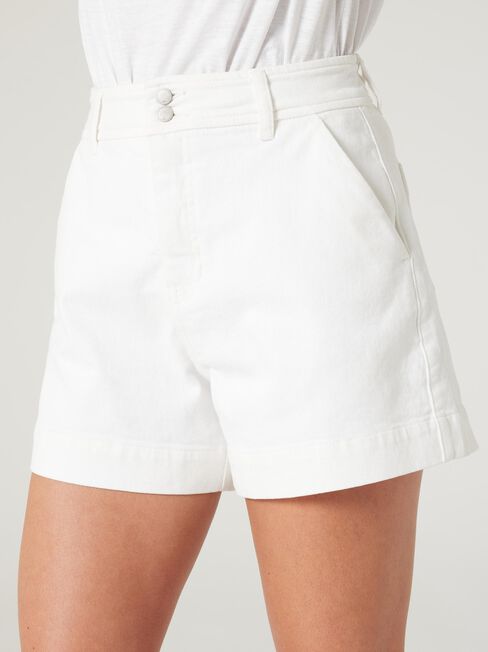 Georgia Tummy Trimmer Denim Short, White, hi-res