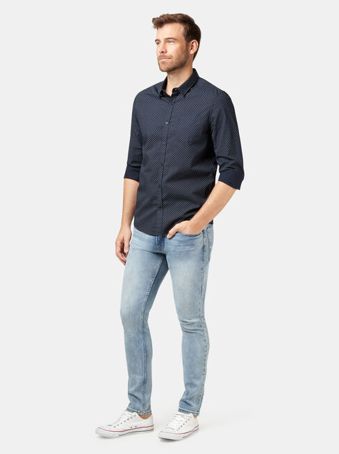 Jaxon Long Sleeve Print Shirt, Blue, hi-res