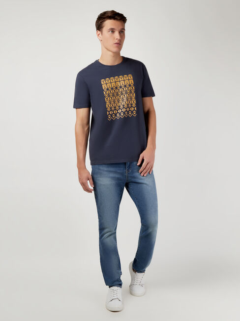 SS Toby Print Crew Tee, Blue, hi-res