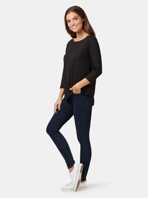 Essential Boatneck Tee, Black, hi-res