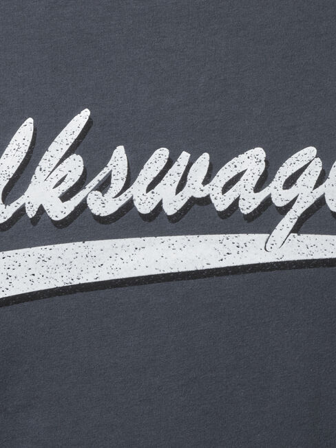 VW Logo Short Sleeve Script Print Crew Tee, Blue, hi-res