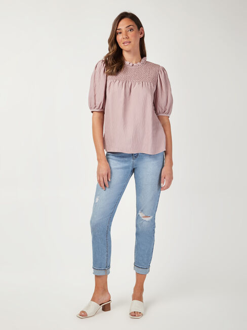 Francesca Puff Sleeve Top, Purple, hi-res