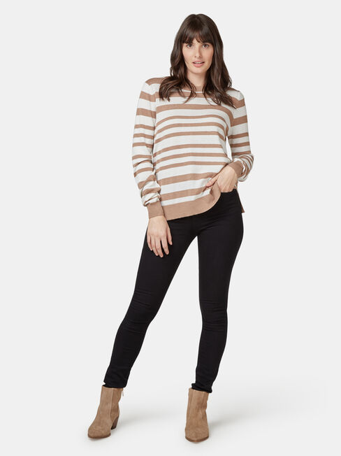Aspen Curve Hem Essential Knit, Stripe, hi-res