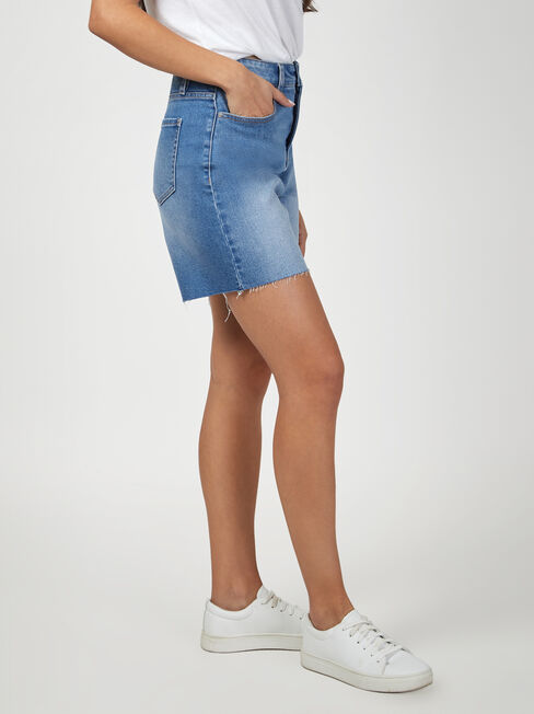 Frankie High Waisted Short, Mid Indigo, hi-res