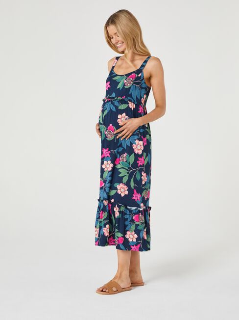 Daisy Maxi Nursing Maternity Dress, Print, hi-res