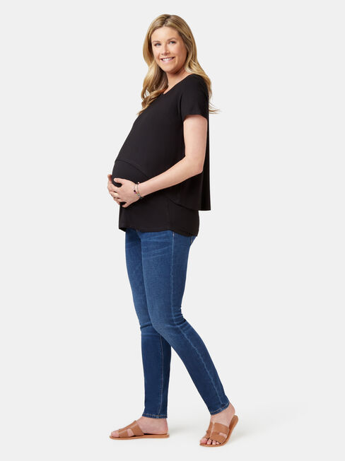 Cerese Layered Maternity Top, Black, hi-res