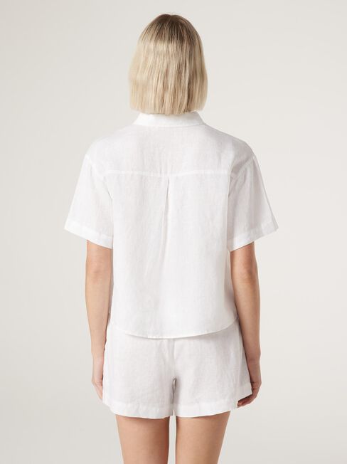 J-Luxe Classic Linen Relaxed Shirt, White, hi-res
