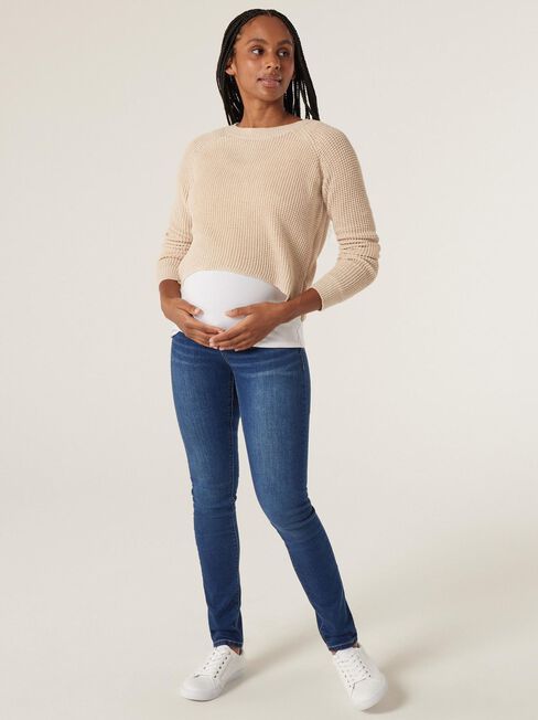 Michelle Side Zip Maternity Pullover,  Oatmeal Marle, hi-res