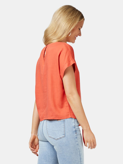 Luna Linen Blend Top, Orange, hi-res