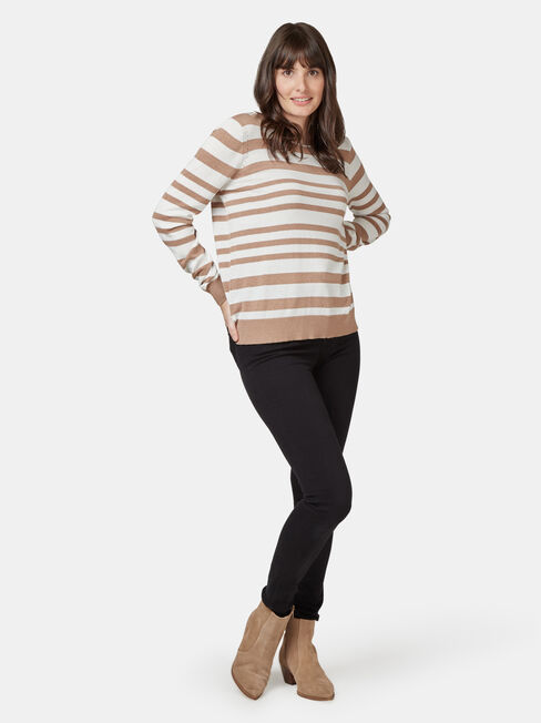 Aspen Curve Hem Essential Knit, Stripe, hi-res