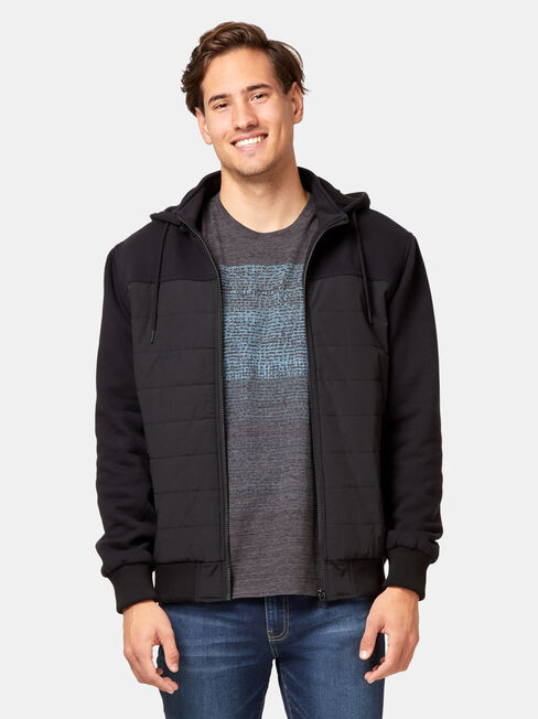 Frederick Zip Thru Hoodie, Black, hi-res