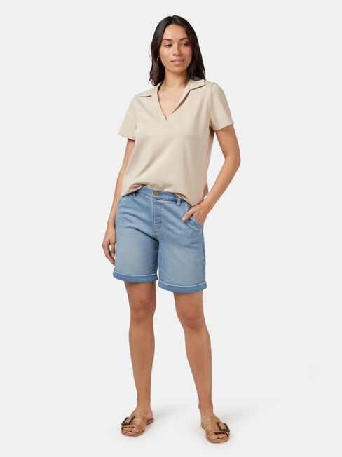 Olivia Collar Tee, White, hi-res