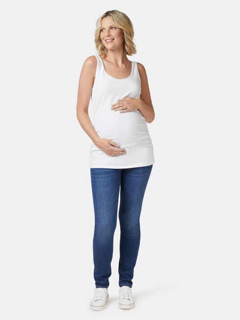 Lola Maternity Cotton Basic Tank, White, hi-res