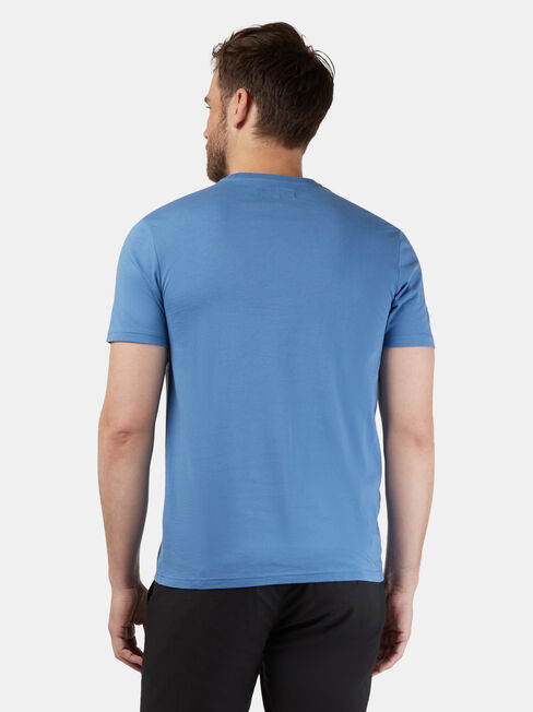 Clifton Short Sleeve Panel Print Crew Tee, Blue, hi-res