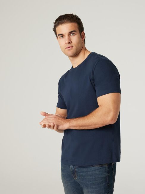 Basic Short Sleeve Tee, Navy, hi-res