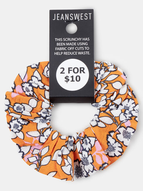 Flame Orange Ditzy  Scrunchie, Orange, hi-res