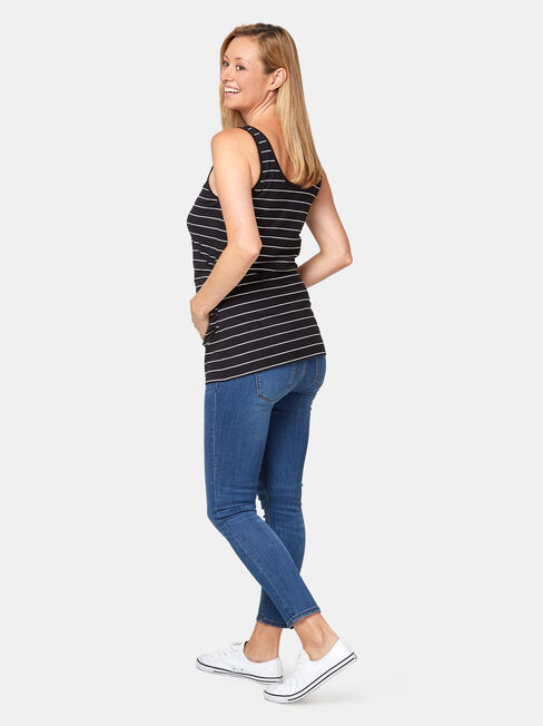 Lola Maternity Cotton Basic Tank, Stripe, hi-res