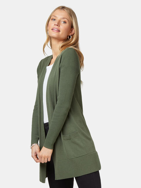 Everlynn Essential Cardigan, Green, hi-res
