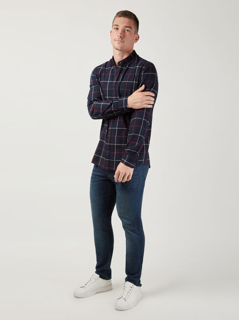 Roman Brushed Check Shirt, Blue, hi-res