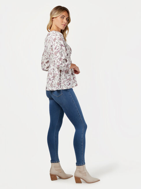 Gracie Shirred Bust Top, Floral, hi-res