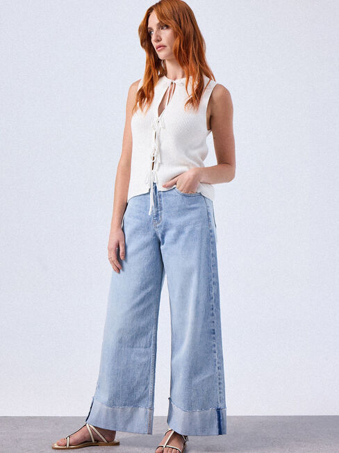Rita Wide Leg Jeans, Light Indigo, hi-res