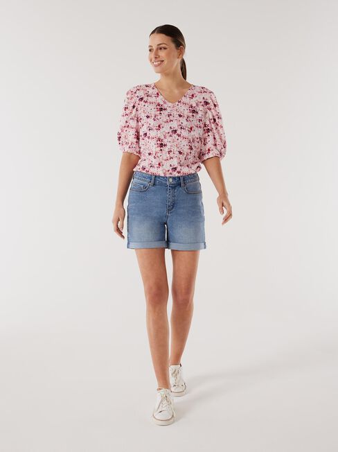 Carla Puff Sleeve Top, Floral, hi-res